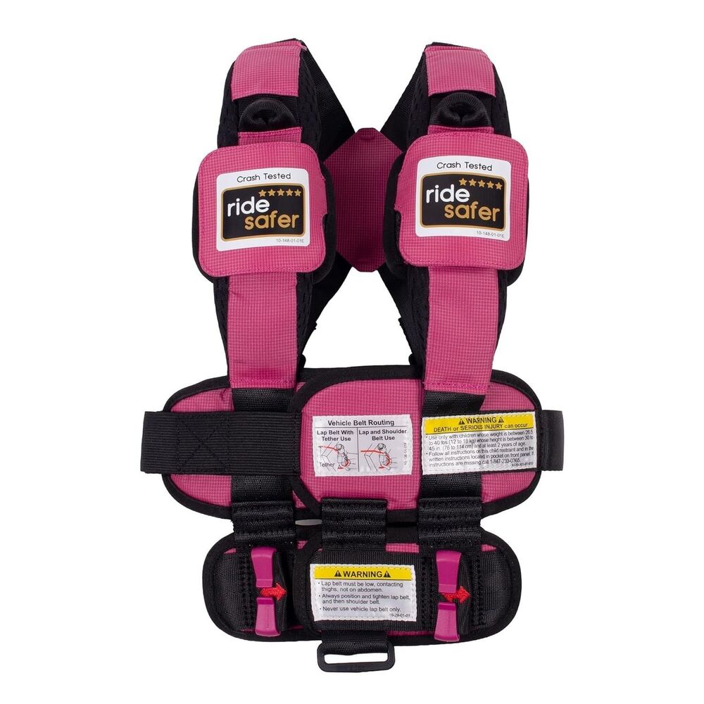 RideSafer Gen 5 Travel Vest XS Pink 26.5-40 lbs Portable Car Safety Vest
